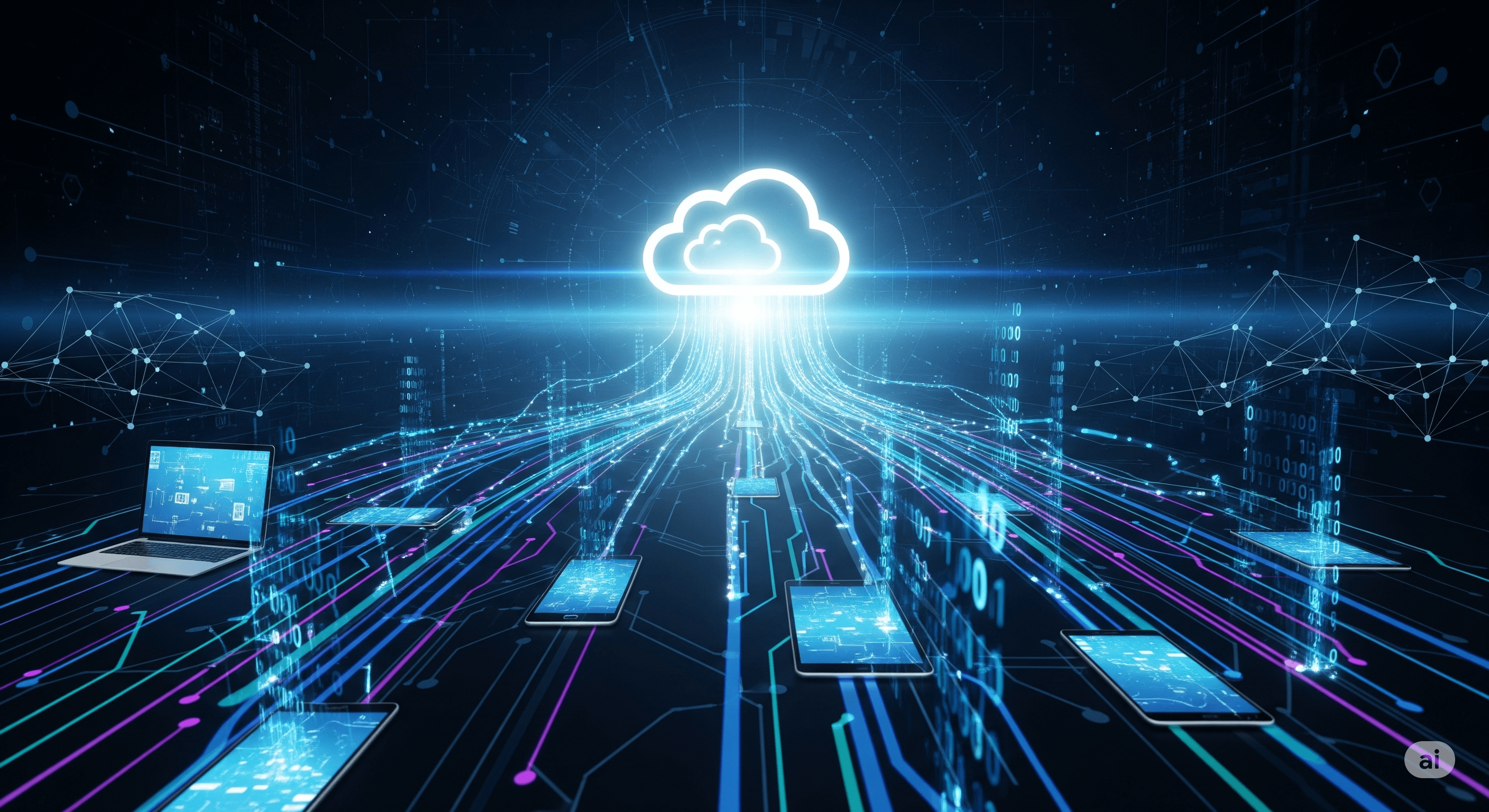 A diagram showing data flowing from IoT devices to a cloud server