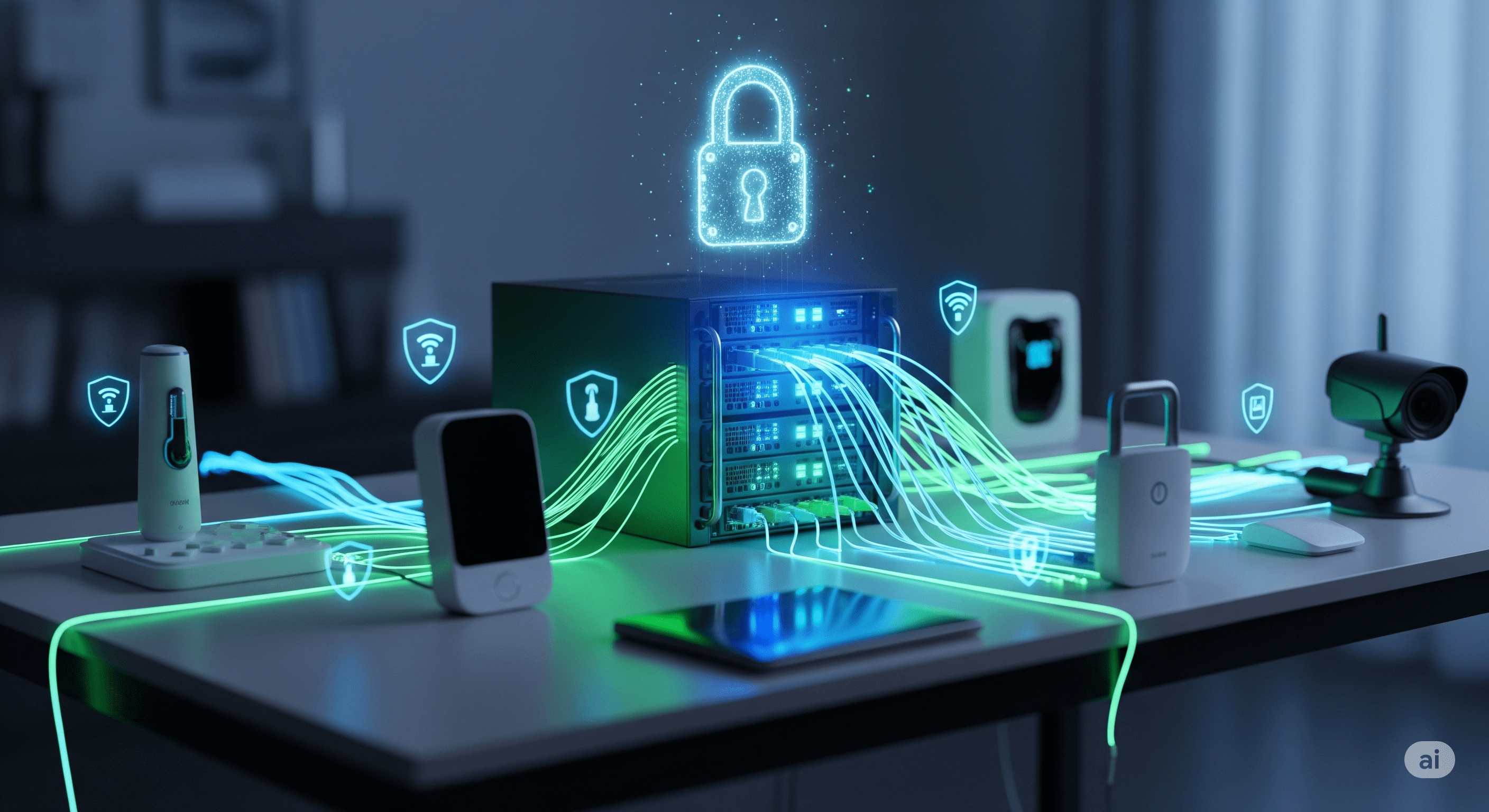 A diagram of a secure IoT network with encryption and authentication