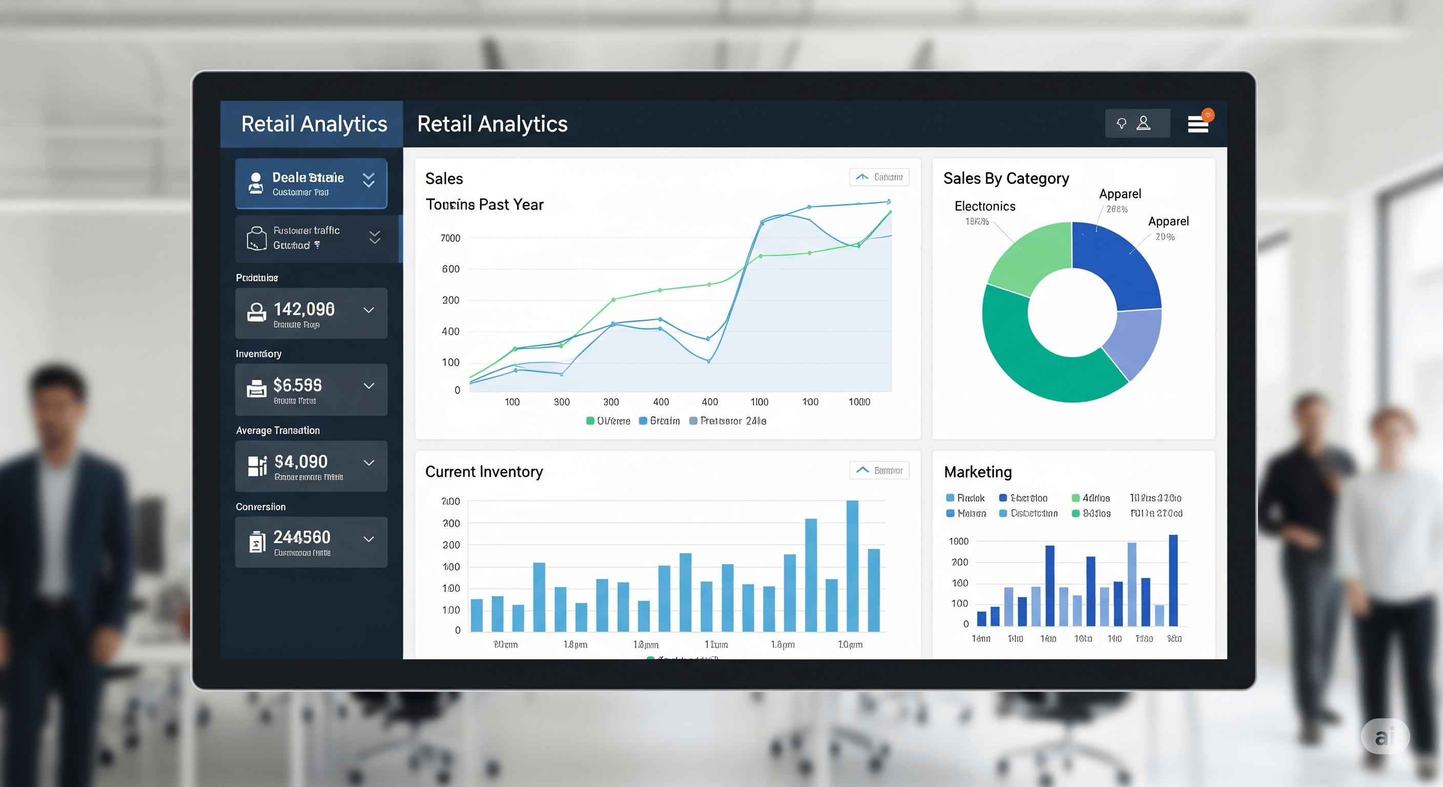 Dashboard showing retail analytics and foot traffic